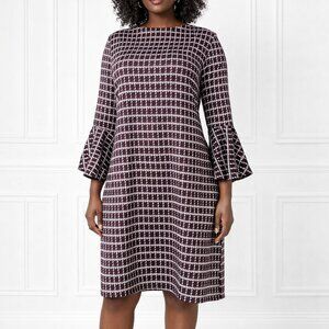 Liz Claiborne Women’s 16 3/4 Bell Sleeve Classic Midi Knit Sheath Dress